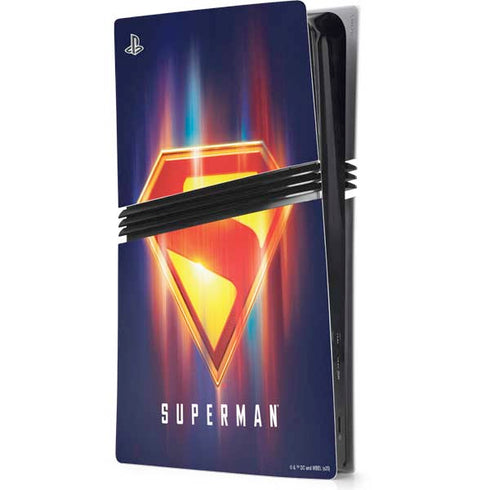 Superman 2025 Energy Shield Neon Emblem PS5 Pro Console Skin