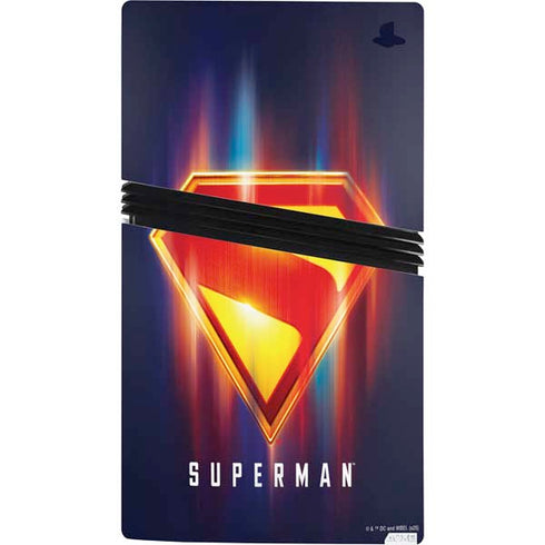 Superman 2025 Energy Shield Neon Emblem PS5 Pro Console Skin