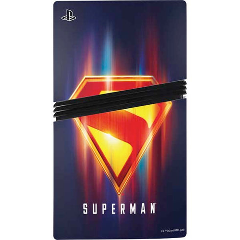 Superman 2025 Energy Shield Neon Emblem PS5 Pro Disk Console Skin