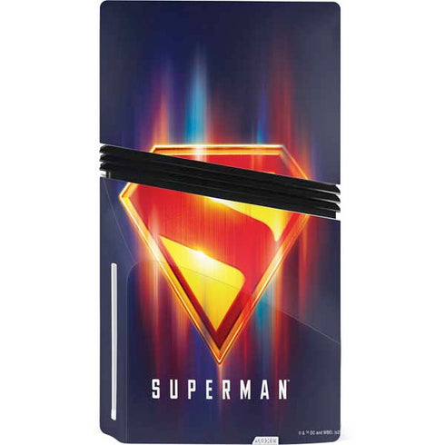 Superman 2025 Energy Shield Neon Emblem PS5 Pro Disk Console Skin