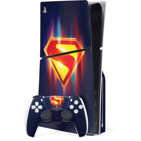 Superman 2025 Energy Shield Neon Emblem PS5 Slim Disk Bundle Skin