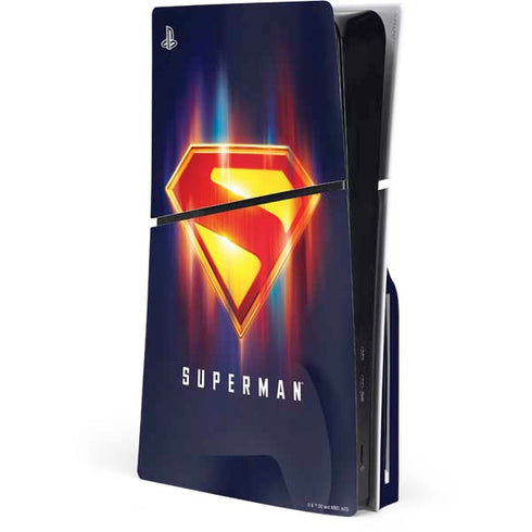 Superman 2025 Energy Shield Neon Emblem PS5 Slim Disk Console Skin