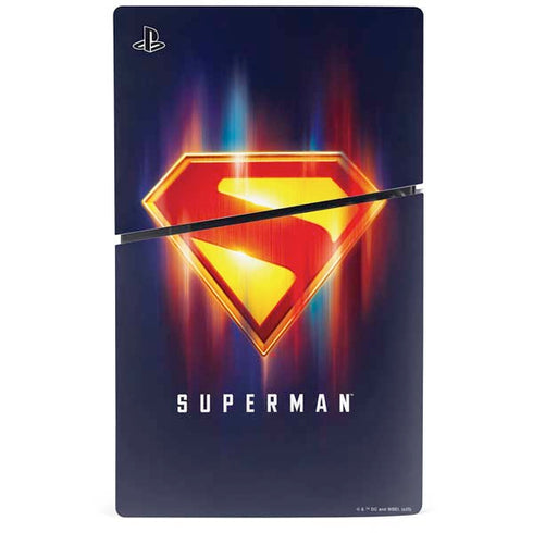 Superman 2025 Energy Shield Neon Emblem PS5 Slim Disk Console Skin