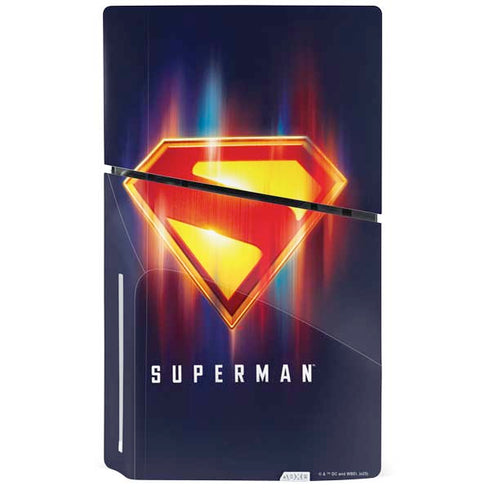 Superman 2025 Energy Shield Neon Emblem PS5 Slim Disk Console Skin