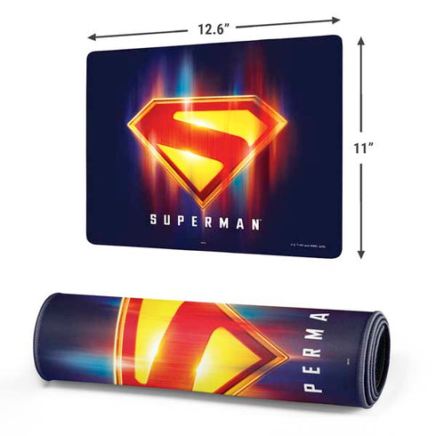 Superman 2025 Energy Shield Neon Emblem Gaming Mouse Pad