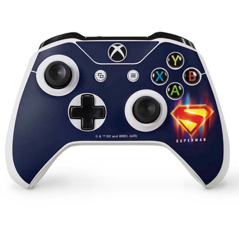 Superman 2025 Energy Shield Neon Emblem Xbox One S Console and Controller Bundle Skin