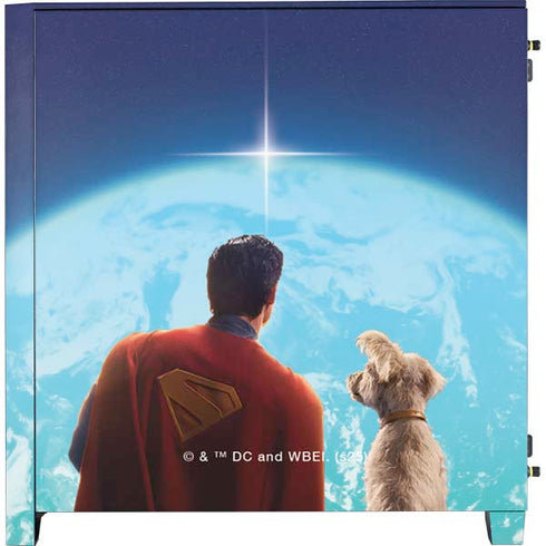 Superman 2025 Superman & Krypto watch the Earth Corsair 4000D Tempered Glass Mid-Tower ATX Case Skin