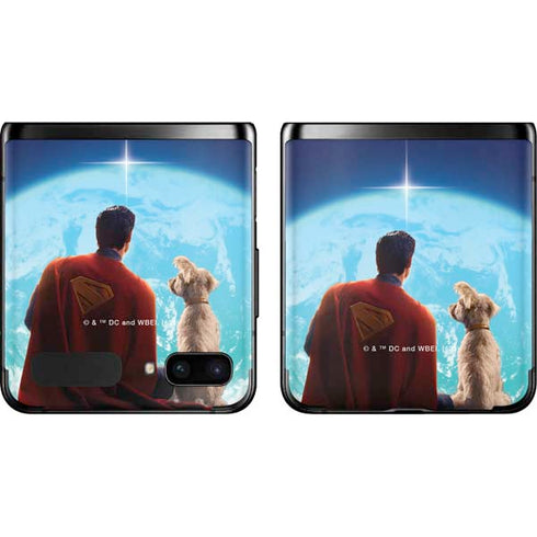 Superman 2025 Superman & Krypto watch the Earth Galaxy Z Flip Skin