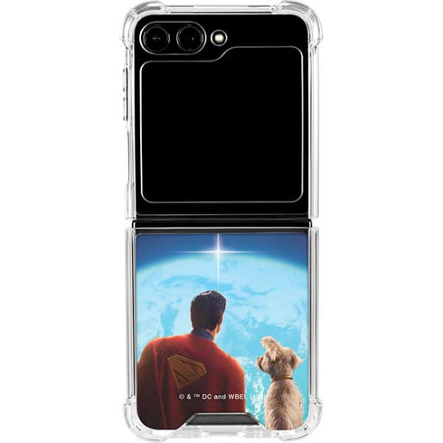 Superman 2025 Superman & Krypto watch the Earth Galaxy Z Flip5 5G Clear Case