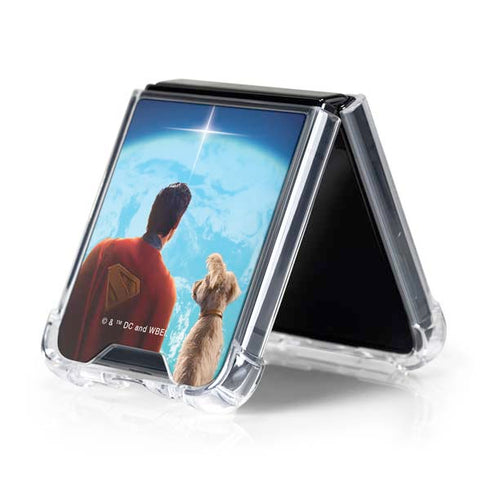 Superman 2025 Superman & Krypto watch the Earth Galaxy Z Flip5 5G Clear Case