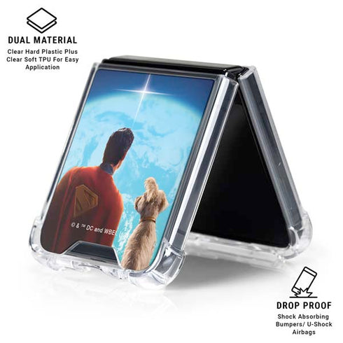 Superman 2025 Superman & Krypto watch the Earth Galaxy Z Flip6 Clear Case