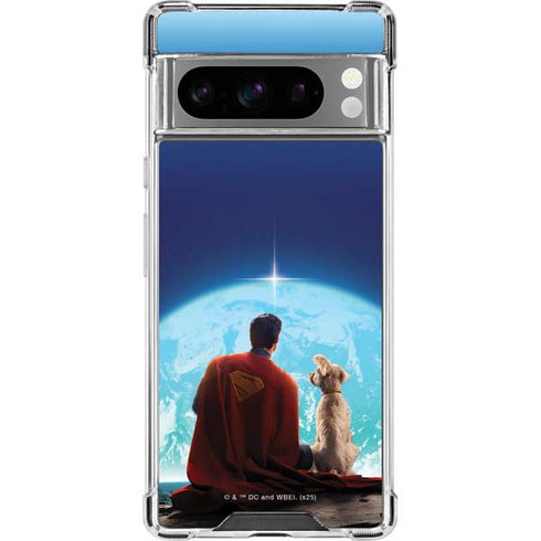 Superman 2025 Superman & Krypto watch the Earth Google Pixel 8 Pro Clear Case