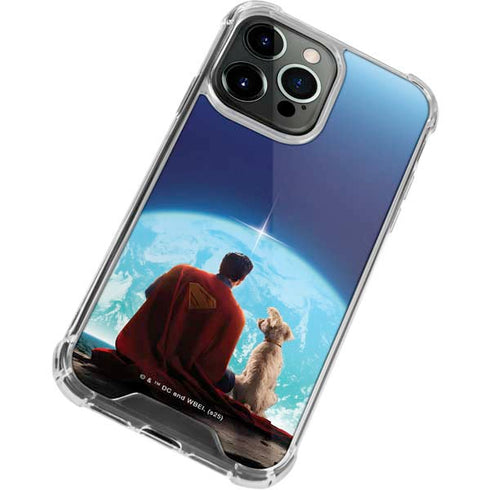 Superman 2025 Superman & Krypto watch the Earth iPhone 13 Pro Max Clear Case