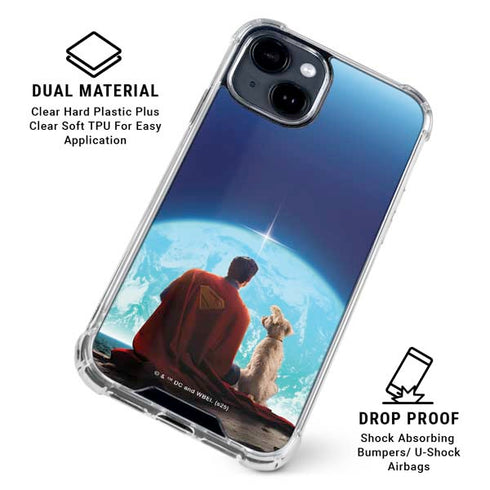Superman 2025 Superman & Krypto watch the Earth iPhone 15 Clear Case