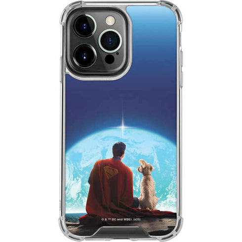 Superman 2025 Superman & Krypto watch the Earth iPhone 15 Pro Max Clear Case