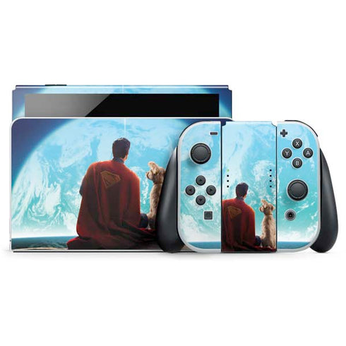 Superman 2025 Superman & Krypto watch the Earth Nintendo Switch OLED (2021) Skin