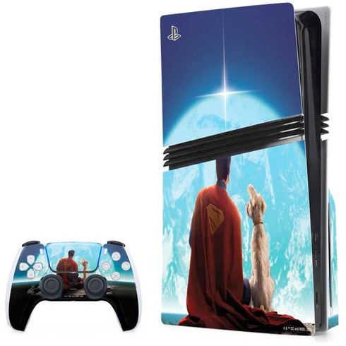 Superman 2025 Superman & Krypto watch the Earth PS5 Pro Disk Bundle Skin