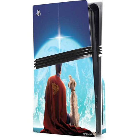 Superman 2025 Superman & Krypto watch the Earth PS5 Pro Disk Console Skin