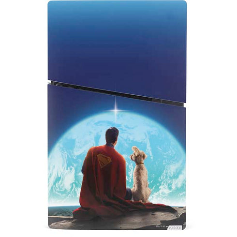 Superman 2025 Superman & Krypto watch the Earth PS5 Slim Digital Edition Console Skin