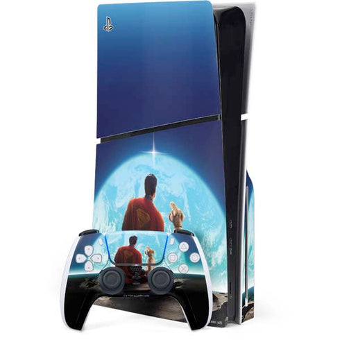 Superman 2025 Superman & Krypto watch the Earth PS5 Slim Disk Bundle Skin