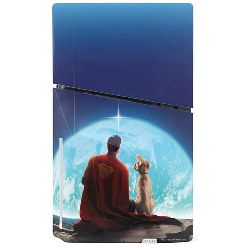 Superman 2025 Superman & Krypto watch the Earth PS5 Slim Disk Bundle Skin