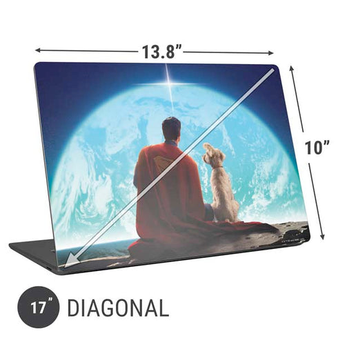 Superman 2025 Superman & Krypto watch the Earth Universal Laptop 17in (13.8 x 10in) Skin