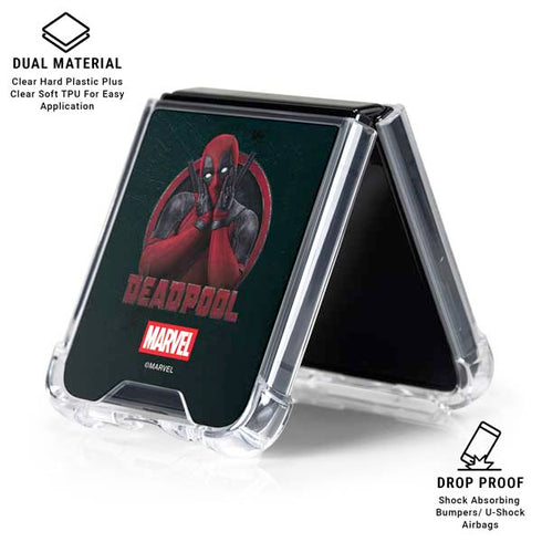 Marvel Deadpool Legacy Surprised Deadpool Galaxy Z Flip6 Clear Case