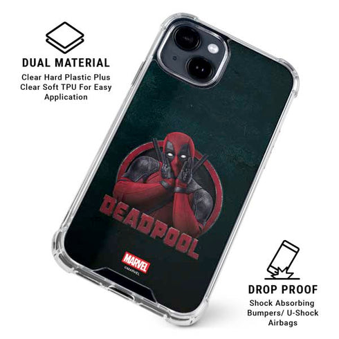 Marvel Deadpool Legacy Surprised Deadpool iPhone 15 Plus Clear Case
