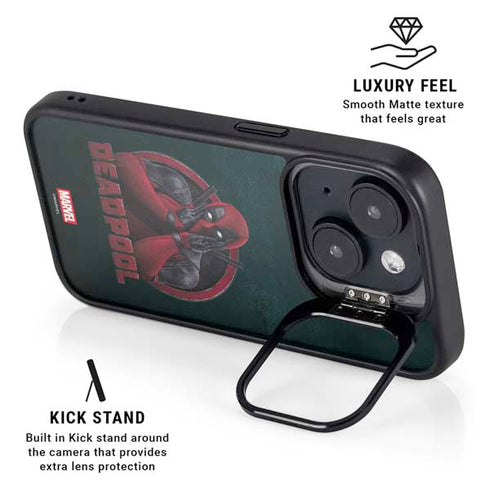 Marvel Deadpool Legacy Surprised Deadpool iPhone 15 Plus Kickstand Case