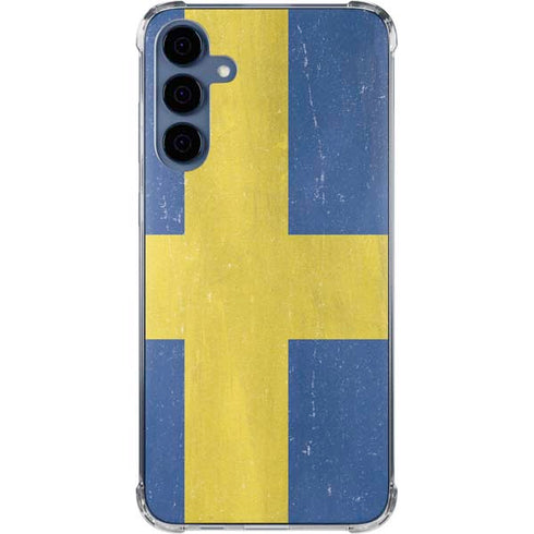 Sweden Flag Distressed Galaxy A55 5G Clear Case