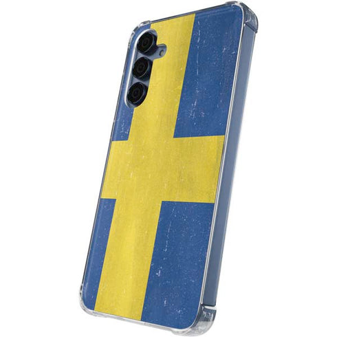 Sweden Flag Distressed Galaxy A55 5G Clear Case