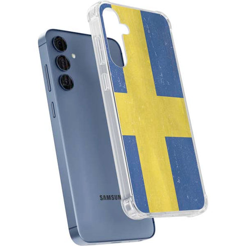 Sweden Flag Distressed Galaxy A55 5G Clear Case