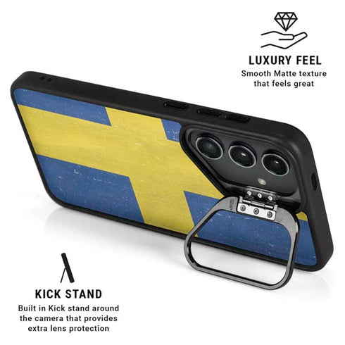 Sweden Flag Distressed Galaxy S24 FE Kickstand Case