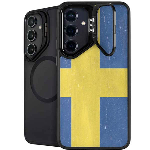 Sweden Flag Distressed Galaxy S25 Plus Kickstand Case