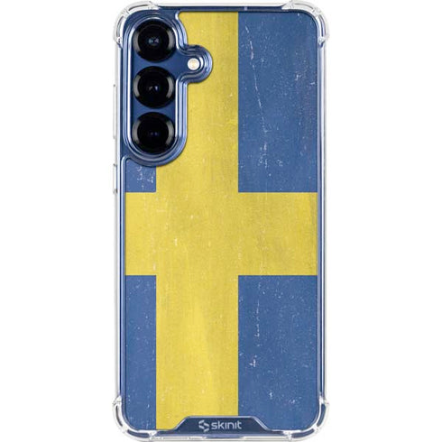 Sweden Flag Distressed Galaxy S25 Plus Clear Case