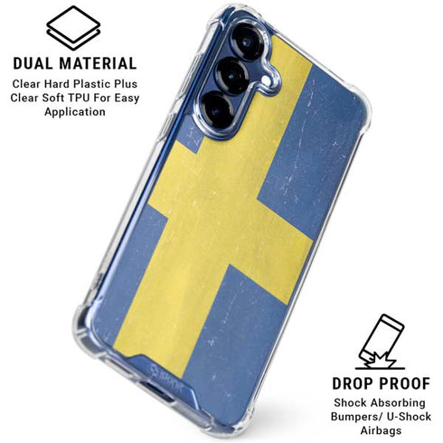 Sweden Flag Distressed Galaxy S25 Plus Clear Case