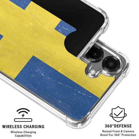Sweden Flag Distressed Galaxy S26 Plus Clear Case