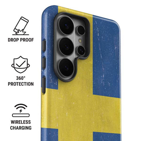 Sweden Flag Distressed Galaxy S26 Ultra Impact Case