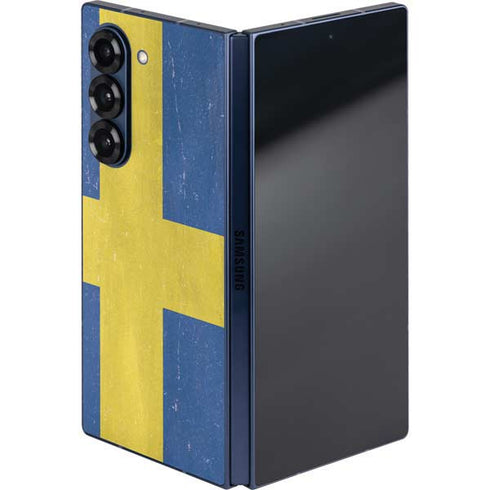 Sweden Flag Distressed Galaxy Z Fold6 Skin