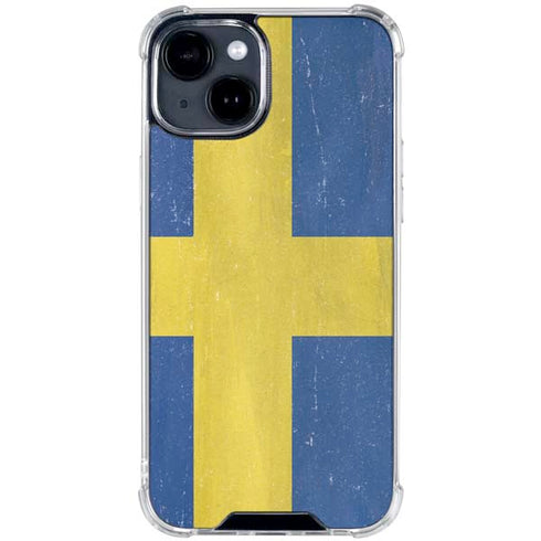 Sweden Flag Distressed iPhone 15 Clear Case