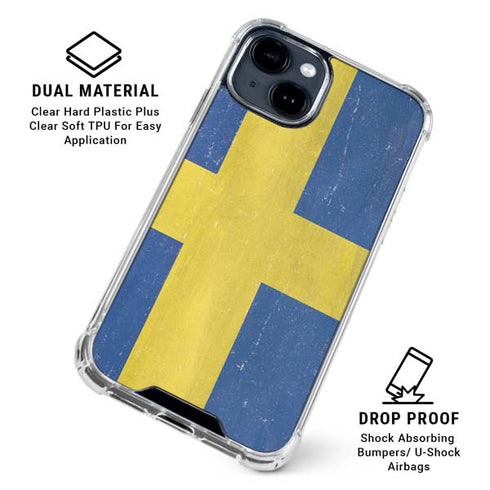 Sweden Flag Distressed iPhone 15 Clear Case