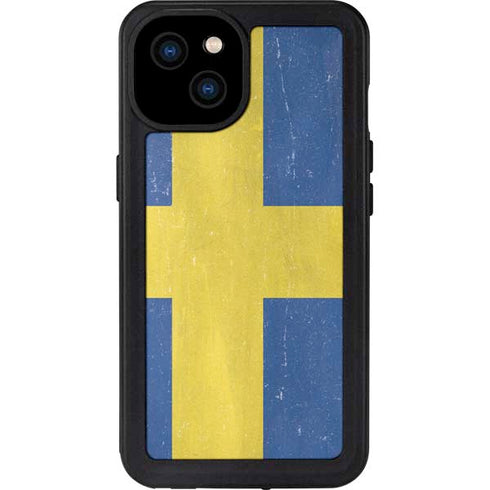 Sweden Flag Distressed iPhone 15 Plus Waterproof Case