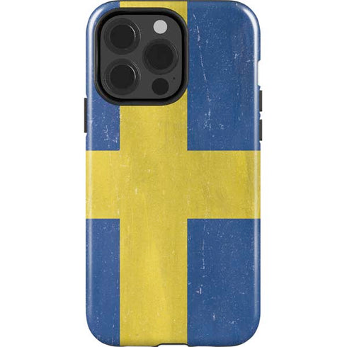 Sweden Flag Distressed iPhone 15 Pro Impact Case