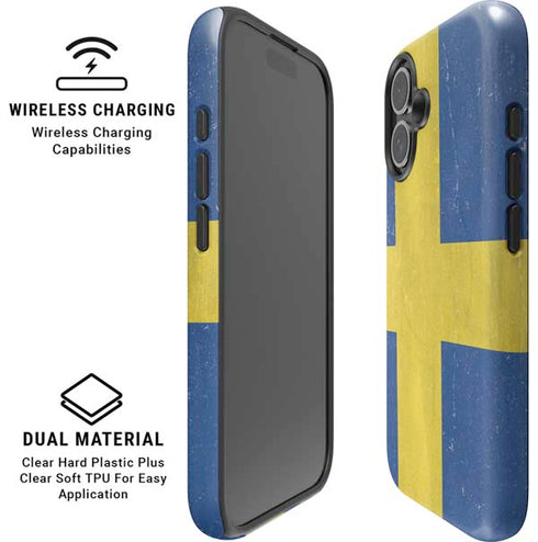Sweden Flag Distressed iPhone 16 Magsafe Impact Case