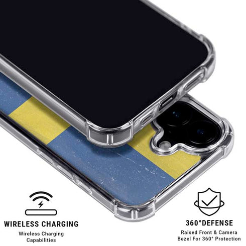 Sweden Flag Distressed iPhone 16 Plus Clear Case