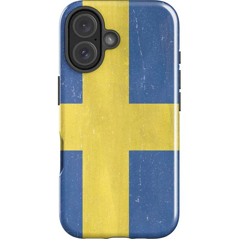 Sweden Flag Distressed iPhone 16 Plus Impact Case