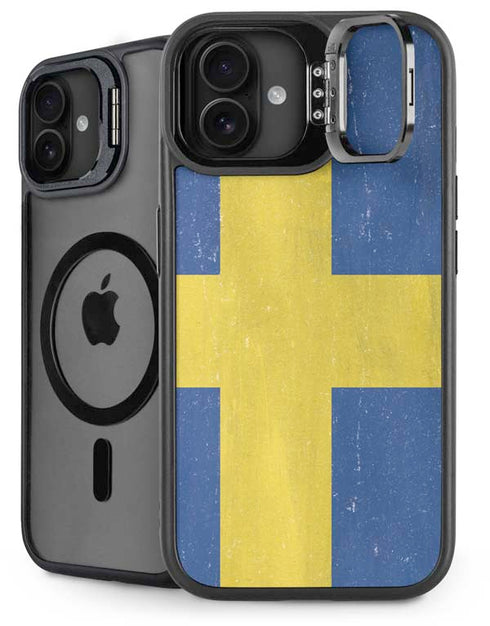Sweden Flag Distressed iPhone 16 Plus Kickstand Case