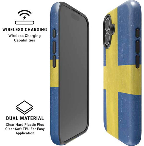 Sweden Flag Distressed iPhone 16 Plus Magsafe Impact Case
