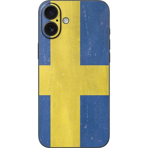Sweden Flag Distressed iPhone 16 Plus Skin