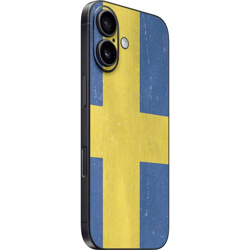 Sweden Flag Distressed iPhone 16 Plus Skin